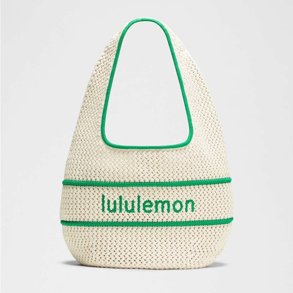 New Lululemon Cotton Crochet Shoulder Bag 7L - Raceway Green Ivory
